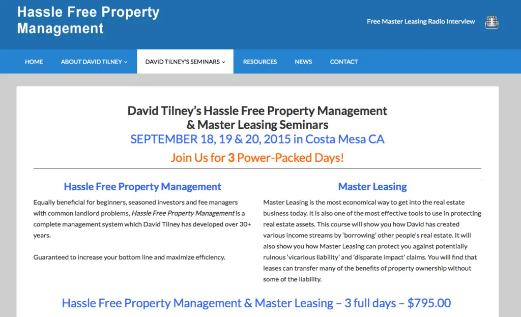 David Tilney Property Management seminar review